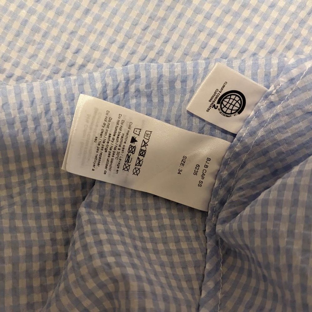 GANNI SSENSE Exclusive Blue and White Seersucker Check Long Dress - Picture 7 of 8